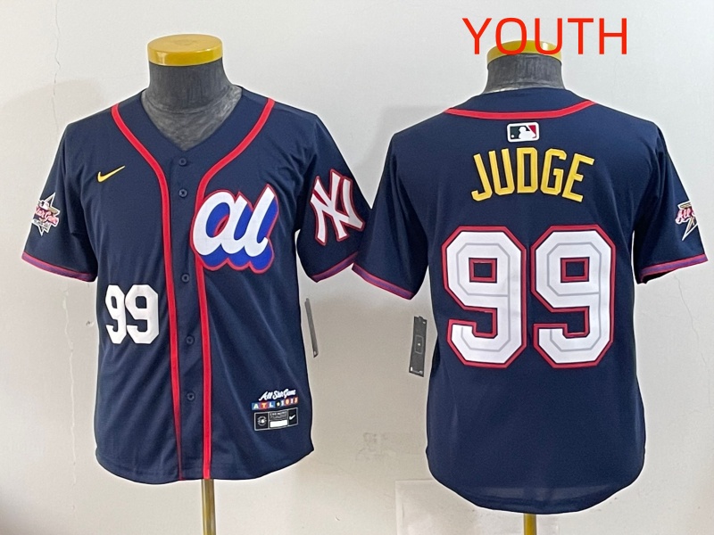 Youth 2025 New York Yankees 99 Judge Drak Blue All star Blank Blue Nike MLB Jersey style 2